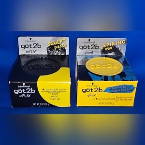 got2b InPlay Sculpt Molding Paste & Glued Spiking Wax - Max Hold NEW 2 Pack Hair